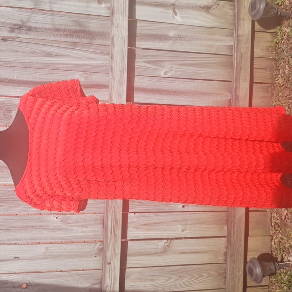 Sharagano Burnt Orange Stretch Short Sleeve Dress